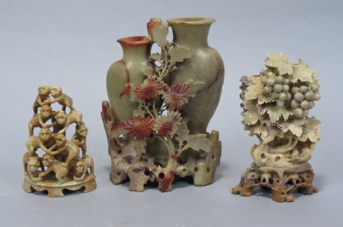 3 pcs. Chinese Carved Soapstone, (1 of 4)