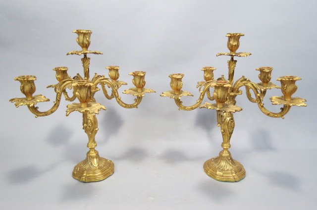 Pair of French Gilt Bronze Candelabra, (1 of 6)