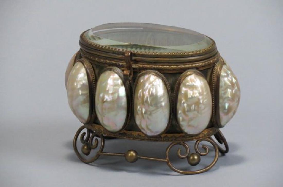 Victorian Shell Decorated Brass Dresser Box, (1 of 4)
