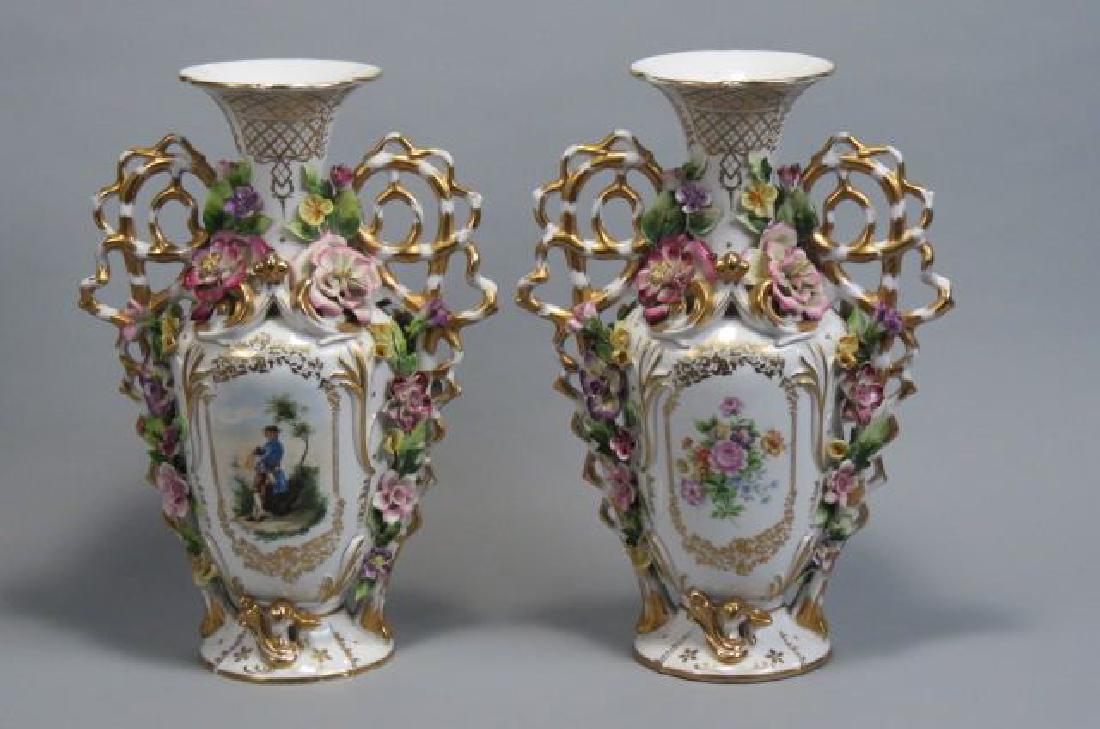 Pair of Elaborate Porcealin Vases, (1 of 6)