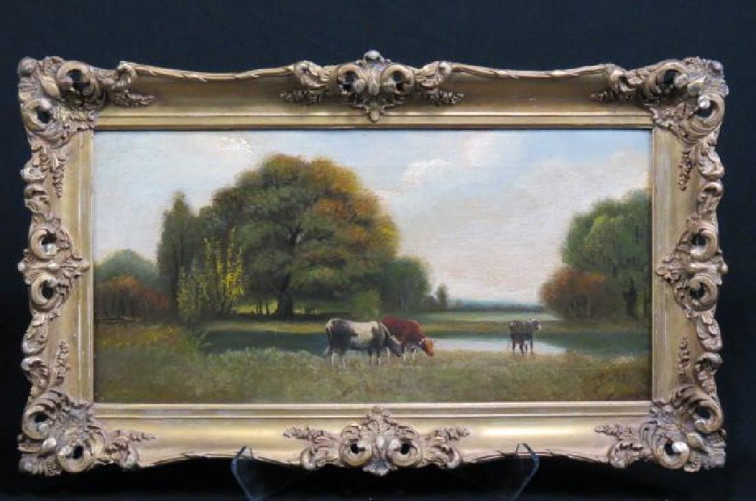 Fine Oil Painting of Cows in the Meadow, (1 of 4)