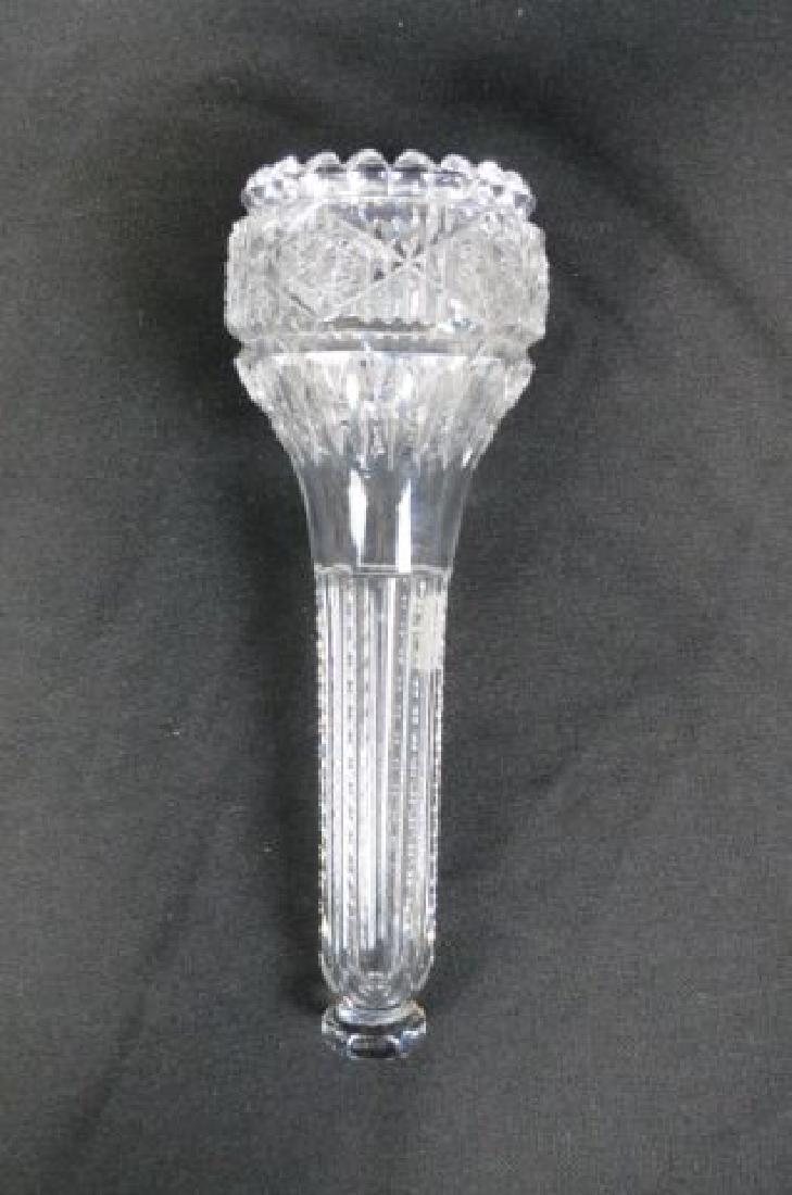 Hawkes Cut Glass Bridal Bouquet Holder,: usually hand held for weddings or used in car vase holders, scarce, signed, 8 3/4".