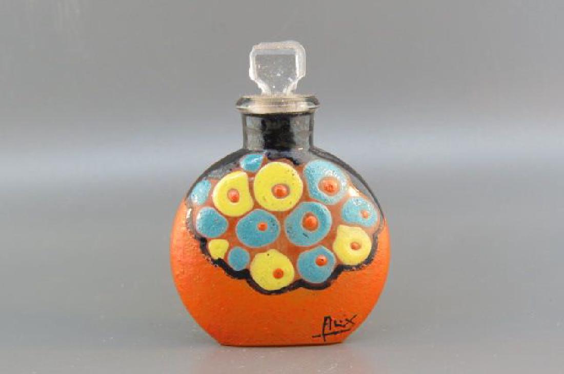 Art Deco Enameled Glass Perfume Bottle by Alix, (1 of 3)