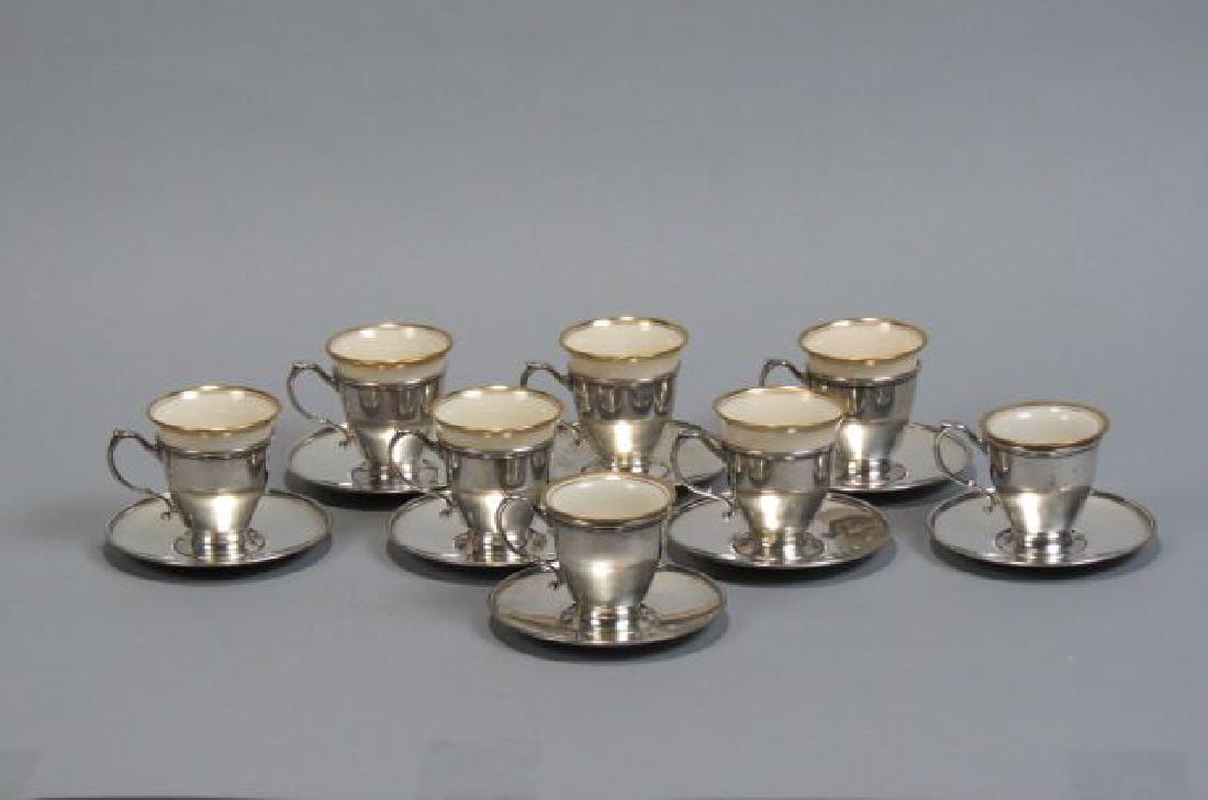 8 Tiffany Sterling Silver Demitasse Cups & Saucers (1 of 4)