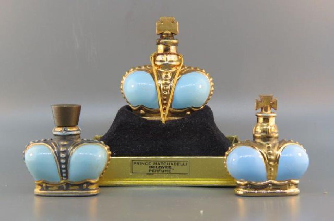3 Prince Matchabelli Blue Perfume Bottles, (1 of 3)