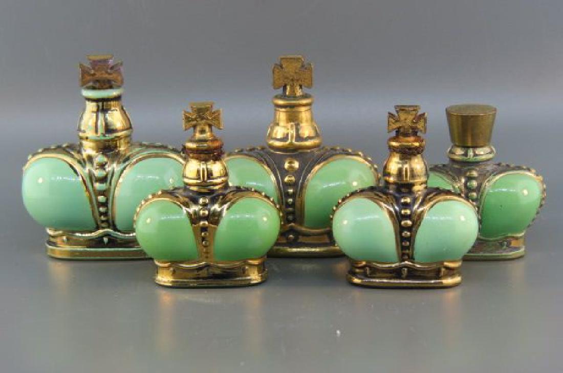 5 Prince Matchabelli Green Perfume Bottles, (1 of 3)