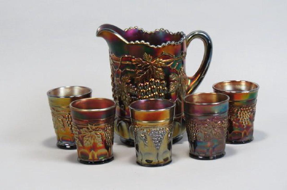 Northwood Carnival Glass "Grape & Cable" Water Set (1 of 3)