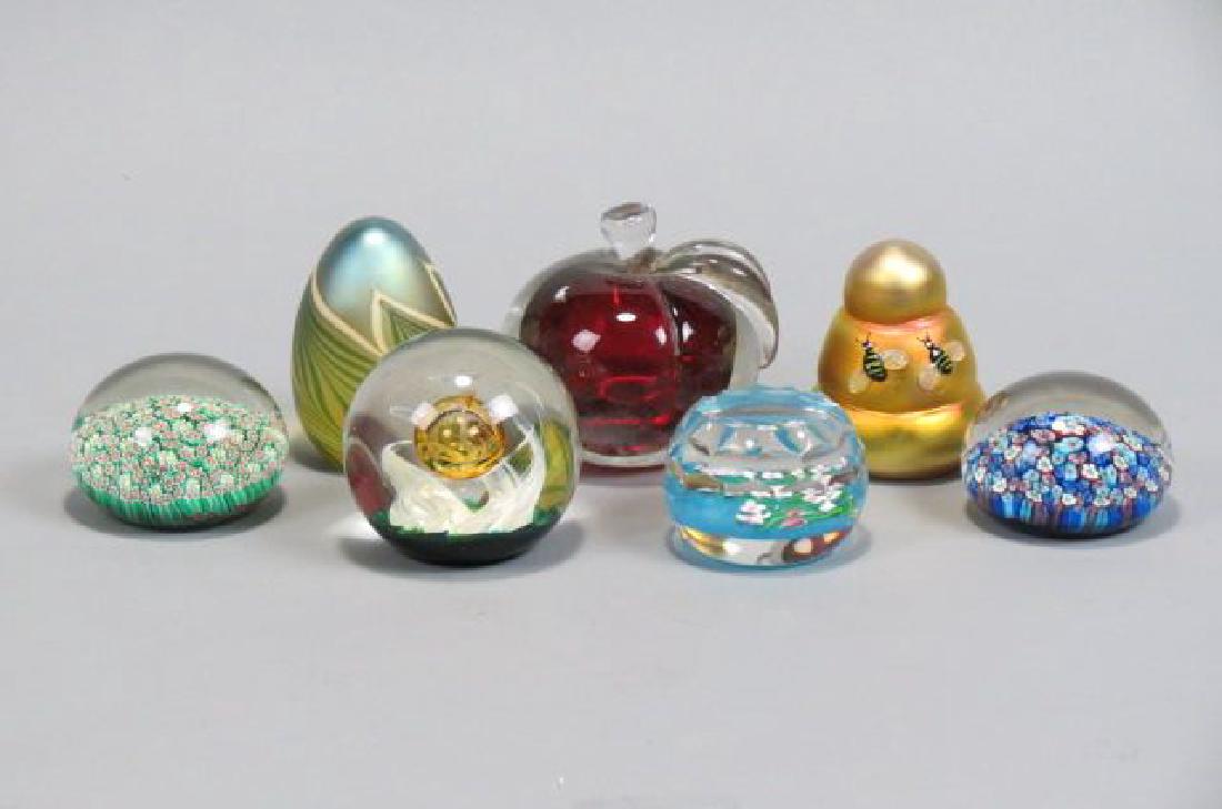 Lot of 7 Art Glass Paperweights, (1 of 4)