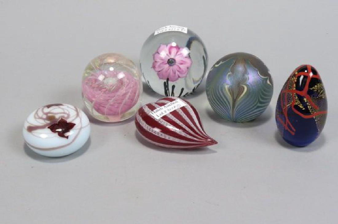 6 Art Glass Paperweights; (1 of 8)