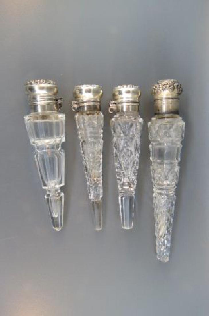 4 Cut Glass & Sterling Perfume Bottles, (1 of 3)