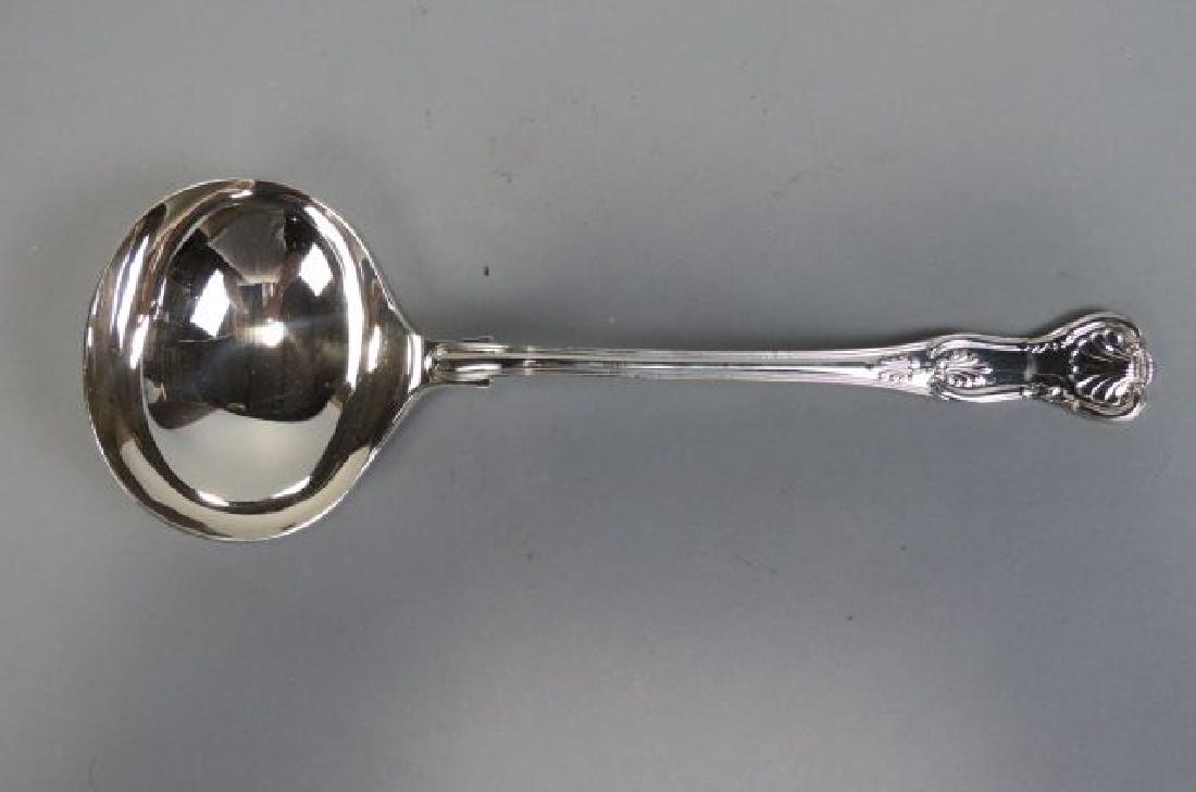 English "Kings" Sterling Soup Ladle,: shell motif, by Mappin & Webb, 11 3/4", 252 grams.