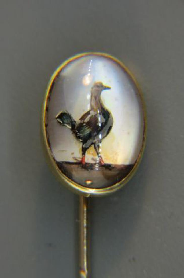 18K Gold Essex Crystal Stickpin with Rooster, (1 of 3)