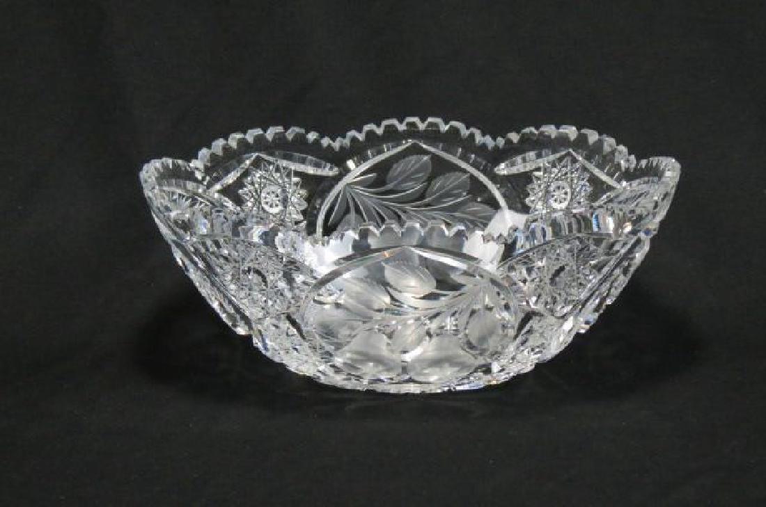 Cut Glass Oval Fruit Bowl, intaglio pears (1 of 3)
