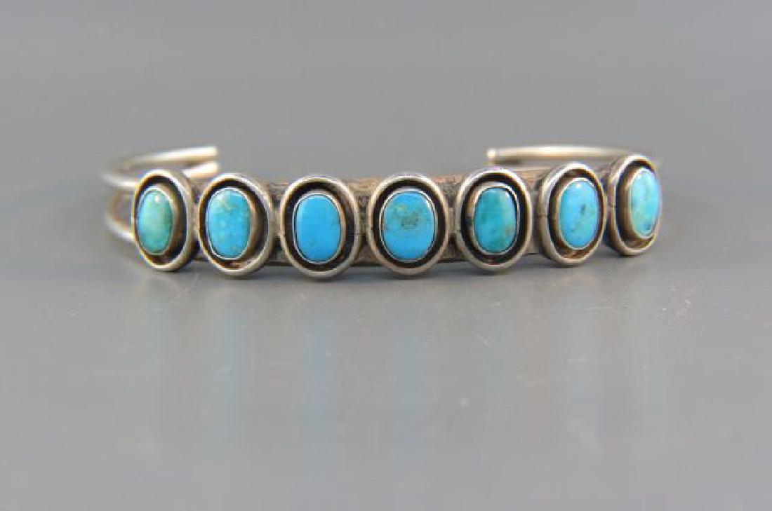 Indian Turquoise Sterling Silver Bracelet, (1 of 3)