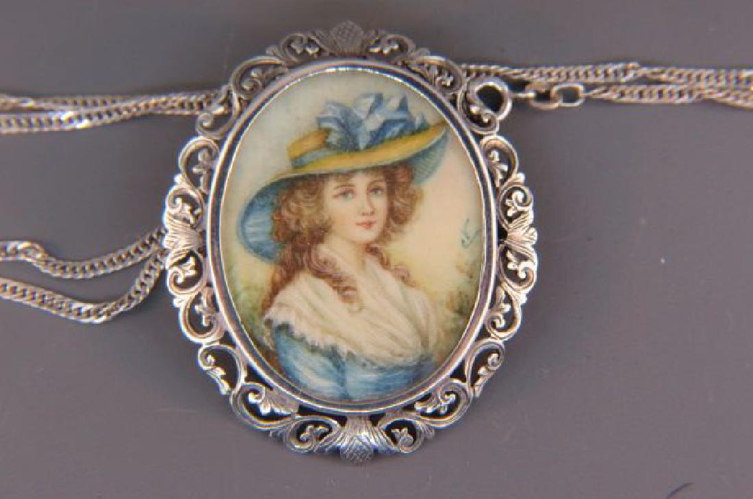 Fine Brooch with Miniature Painting of Lady, (1 of 2)