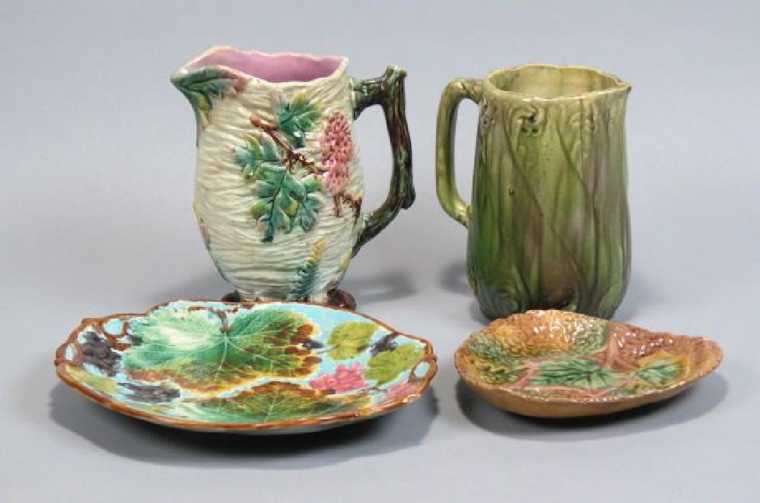 4 pcs. Majolica Pottery; (1 of 3)