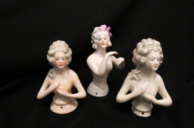 3 German Porcelain Half Dolls, (1 of 3)
