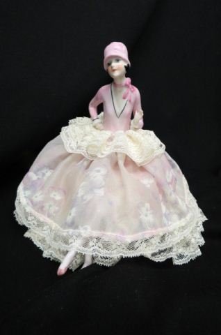 Art Deco Porcelain Half Doll Pin Cushion, (1 of 3)