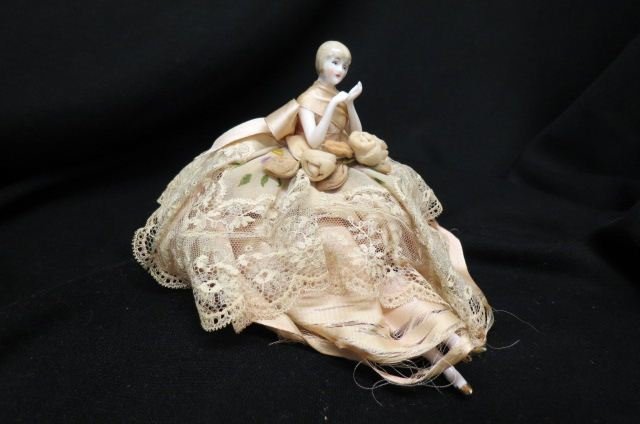 Art Deco Porcelain Half Doll Pin Cushion, (1 of 3)