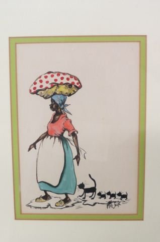 Alice Scott, 4 watercolors, Black Americana Style, (1 of 6)