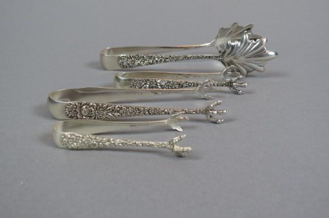 4 Kirk Repousse Sterling Silver Tongs, (1 of 4)