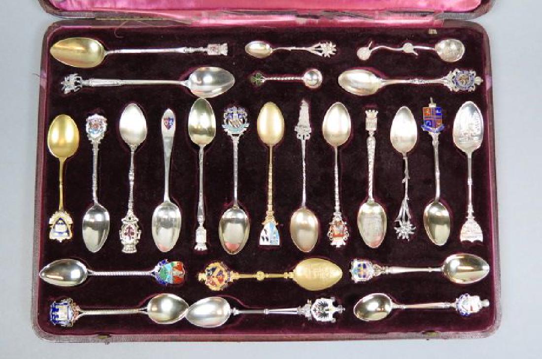 25 pc. Silver Souvenir Spoon Collection in Case, (1 of 5)