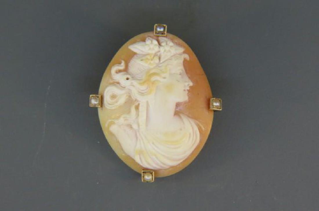 14K Gold Cameo Brooch, (1 of 4)