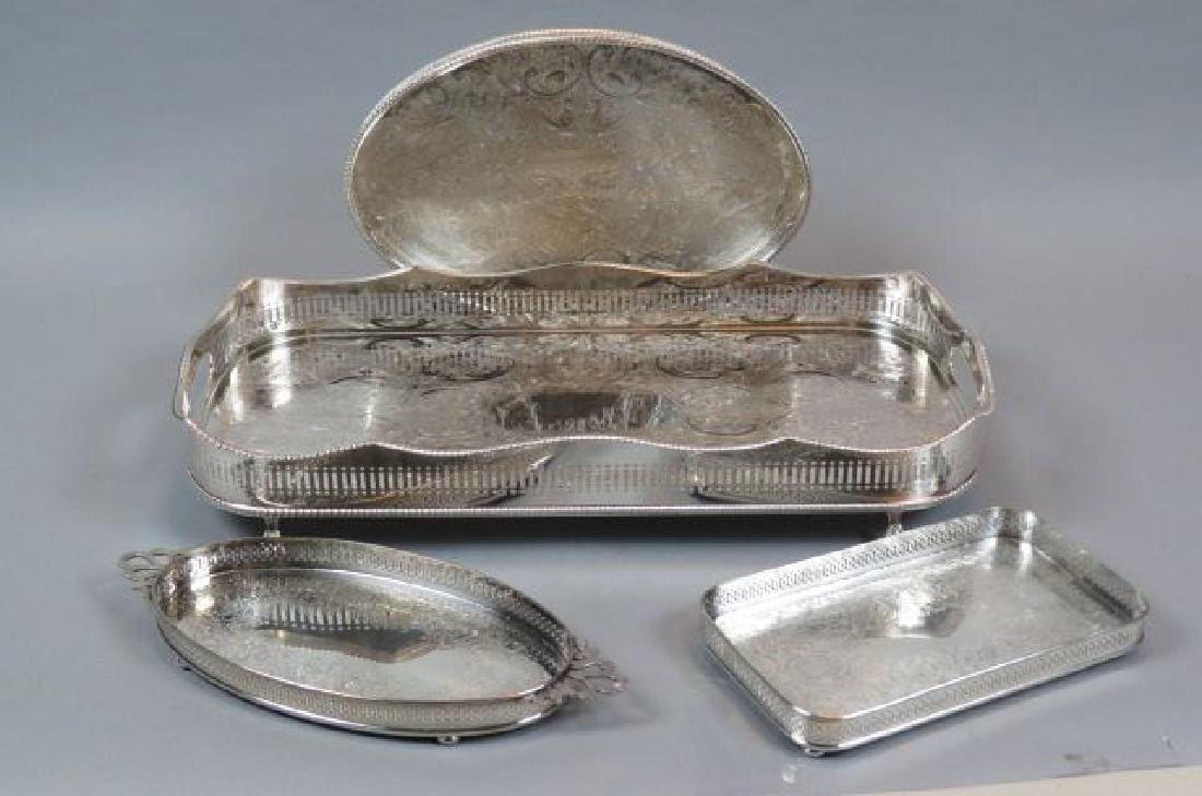 4 Silverplate Gallery Trays, (1 of 8)