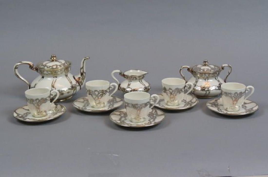 13 pc. Lenox Porcelain with Silver Overlay Tea Set (1 of 6)