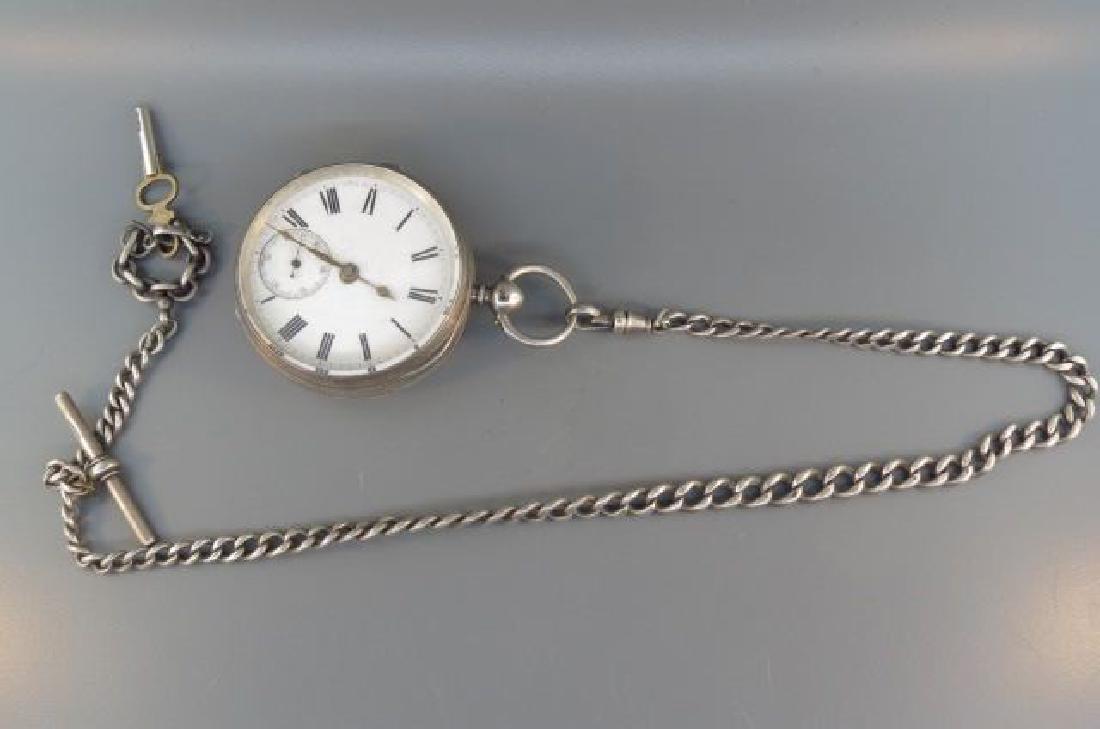 English Keywind Pocketwatch with Sterling Chain, (1 of 8)