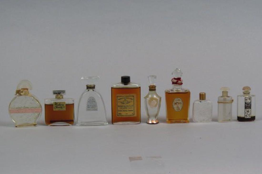 Lot of Perfume Bottles,: includes Lentheric, Pink Party, Myrurgia Maderas de Oriente (with spice sticks), Essential Oil makers from Grasse, d'Albert, Roger & Gallet, Harriet Hubbard Ayer ( a choice Viard bottle) 1930, Vigny L