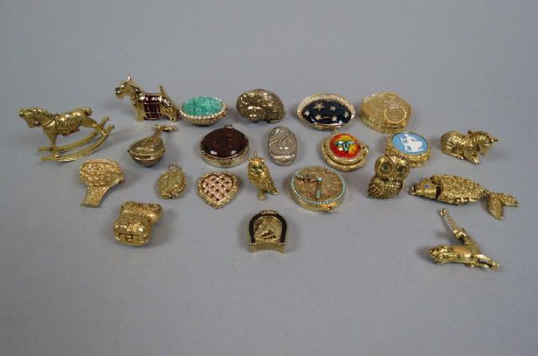Lot of 22 Perfume Solids or Glaces,: including Schiaparelli heart, Estee Lauder "Starry Night" and several Prince Matchabelli examples, etc.