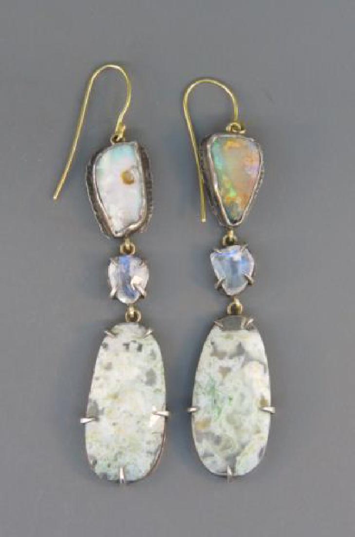 Gemstone Gold & Silver Earrings, (1 of 4)