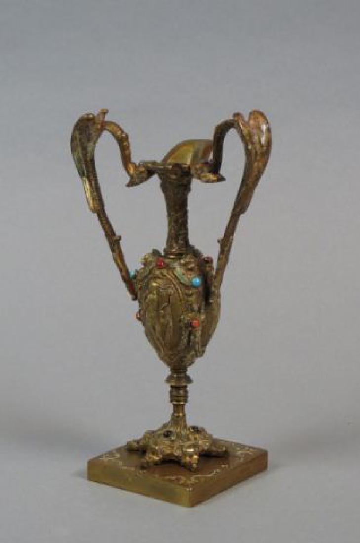 Austrian Bronze Enameled & Jeweled Ewer, (1 of 5)