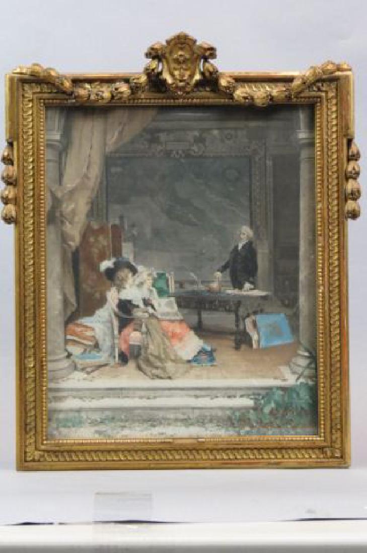 Lucius Rossi, aquatint, Teaching two ladies, (1 of 5)