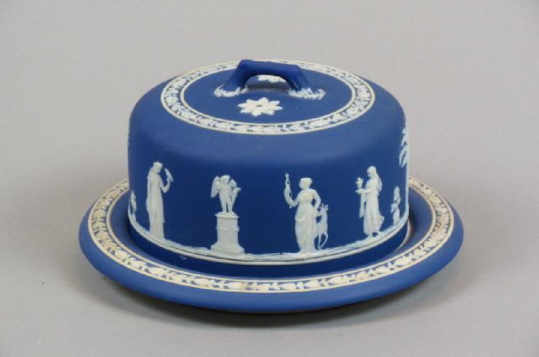 Wedgwood Dark Blue Jasperware Butter Dish, (1 of 5)