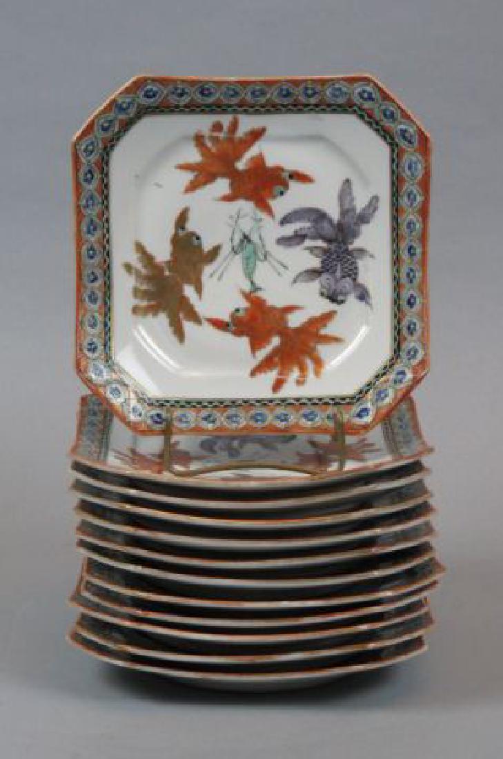 12 Chinese Porcelain Squared Plates, (1 of 4)