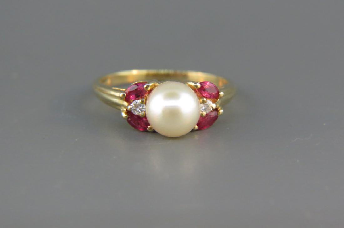 Ruby, Diamond & Pearl Ring, (1 of 4)