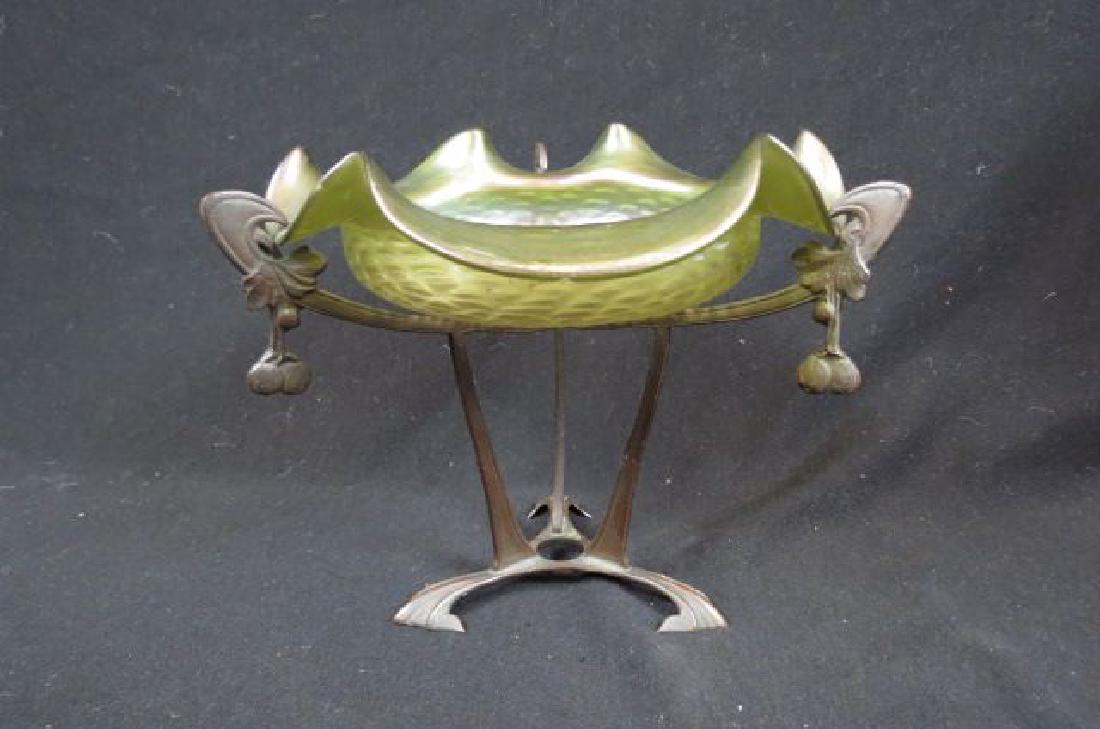 Loetz Art Glass & Bronzed Compote, (1 of 6)
