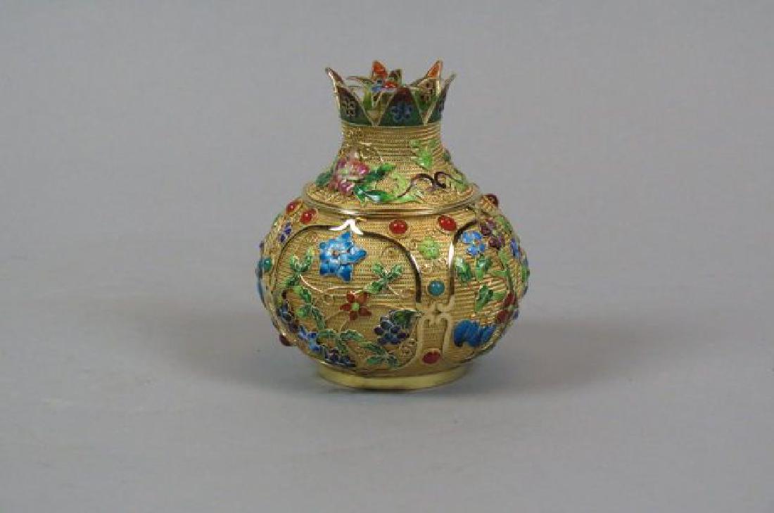 Chinese Enameled & Jeweled Silver Box, (1 of 5)