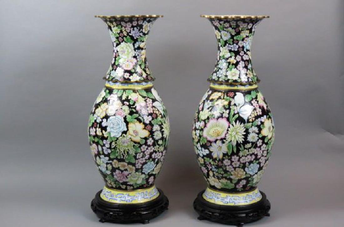 Pair of Chinese "Peking" Enamel Vases, (1 of 7)
