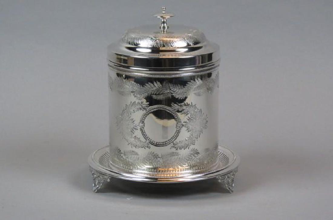 English Silverplate Biscuit Box, (1 of 5)