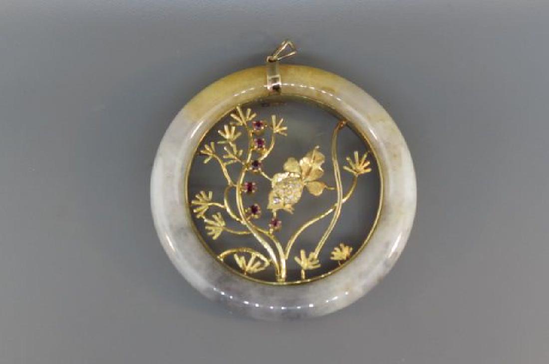 Chinese Jade & 14K Gold Pendant, (1 of 2)