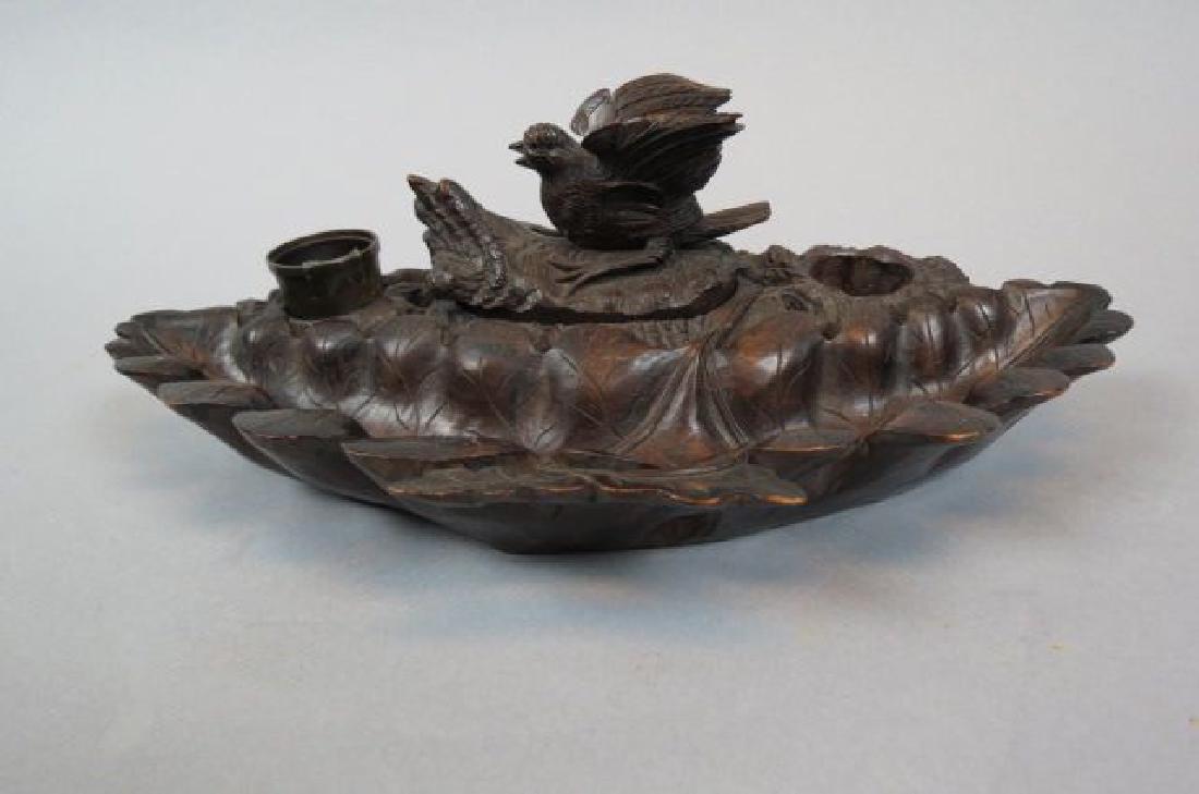 Black Forest Carved Wooden Inkstand, (1 of 3)
