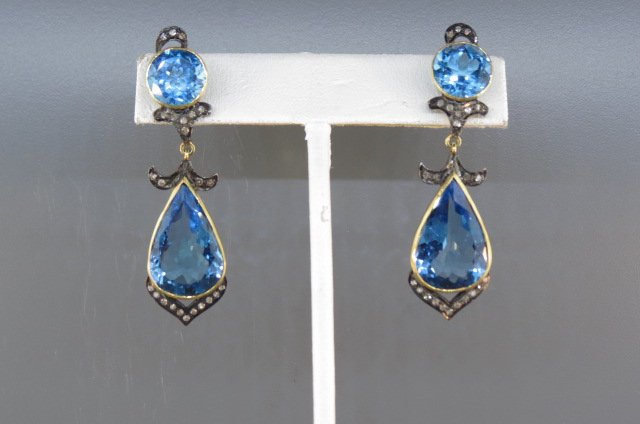 Blue Topaz & Diamond Earrings, (1 of 4)