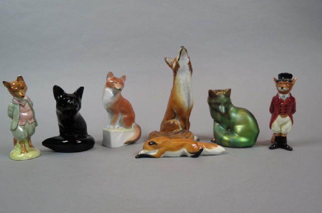 7 Fox Figurines including porcelain by Herend, (1 of 10)