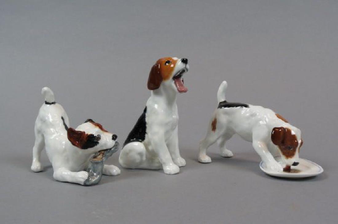 3 Royal Doulton Character Dog Figurines,: Dog with slipper, HN2654, Yawning Dog, HN1099 and Dog with plate, HN1158, 4".