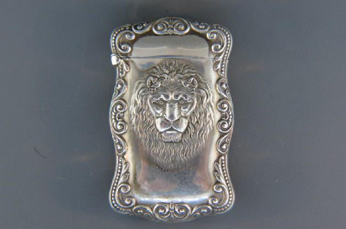Sterling Silver Match Safe with Lion's Head, (1 of 4)