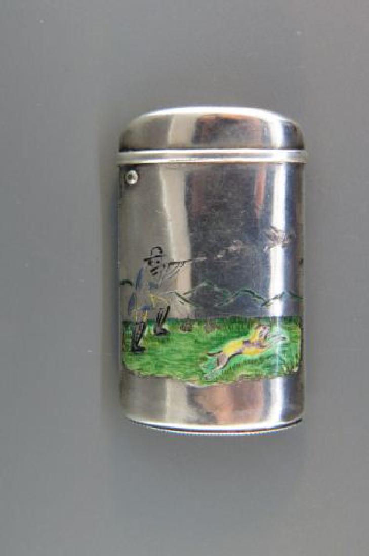 Victorian Enameled Sterling Match Safe with Hunter (1 of 2)