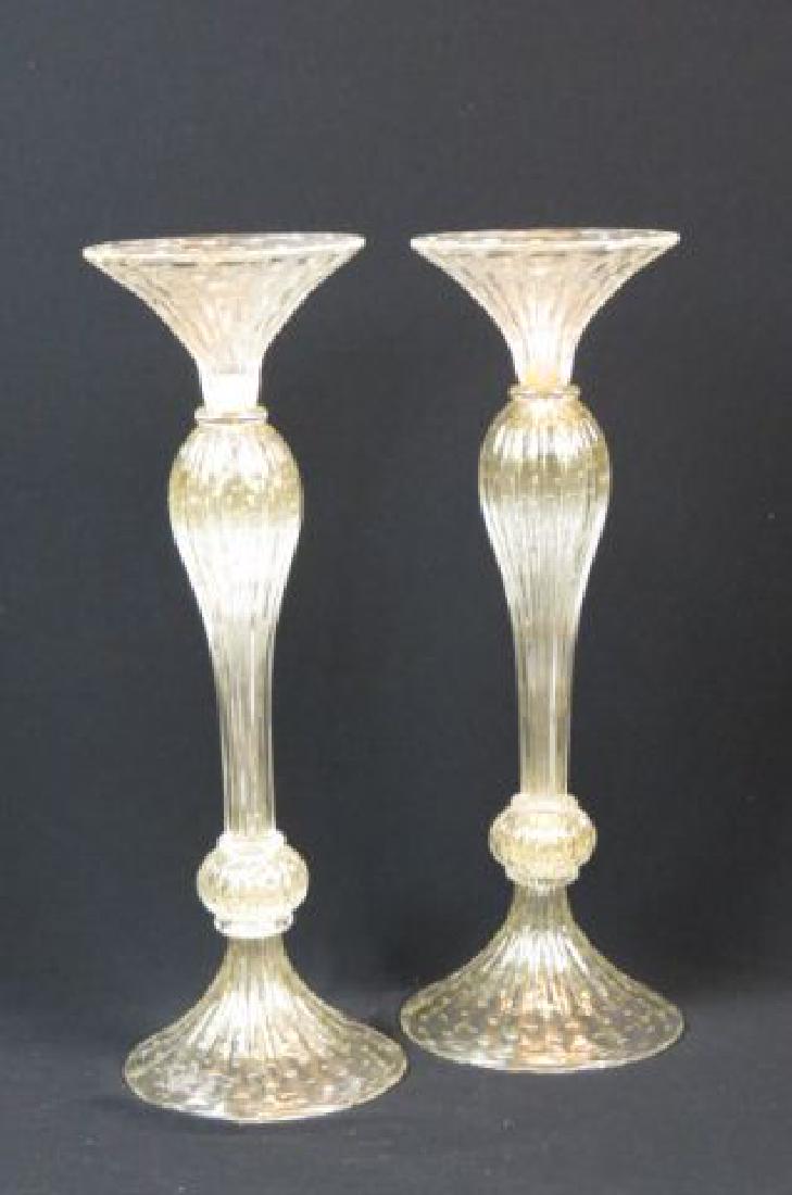 Pair of Italian Art Glass Candlesticks, 21" tall, (1 of 6)